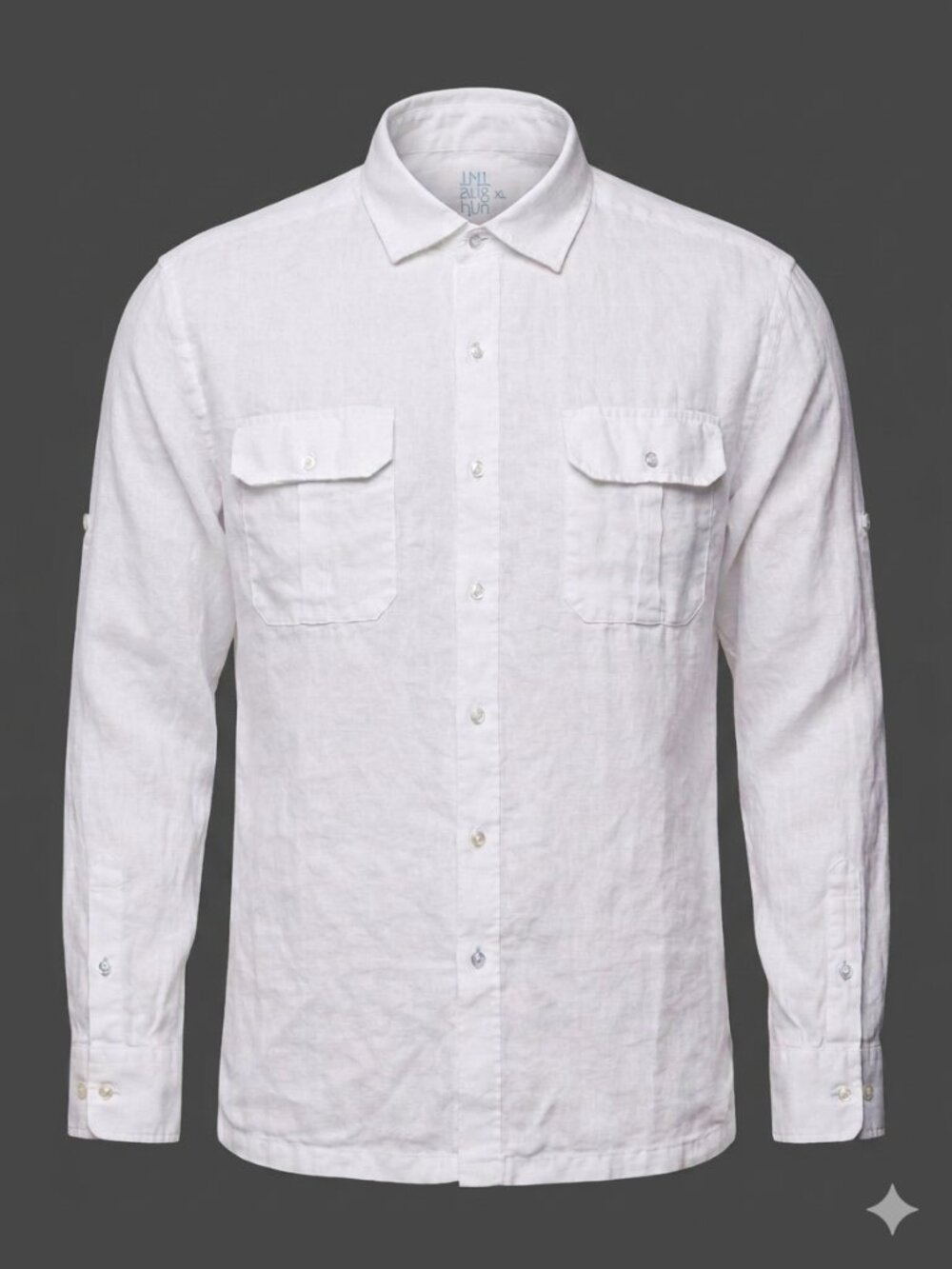 J.McLaughlin Men's XL Long Sleeve 100% Linen White Button Down Shirt Dual Pocket